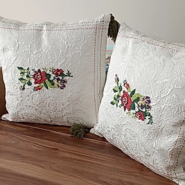 Kanaviçe Desenli Kırlent (2 li)